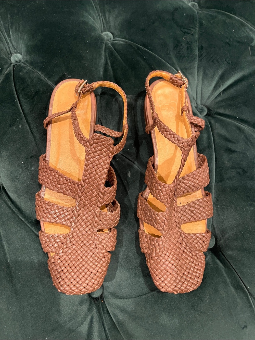 LOQ Brown Woven Leather Women’s Sandals - Braided Slingback. Beautifully Created